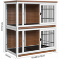 Livoratg Hundekäfig-Möbel 101cm, Hundebox Holz für Zuhause mit 3 Türen & Schiebetüren, Robuster Beistelltisch für kleine, mittlere und große Hunde, 101 x 60,5 x 70 cm, Weiß Braun